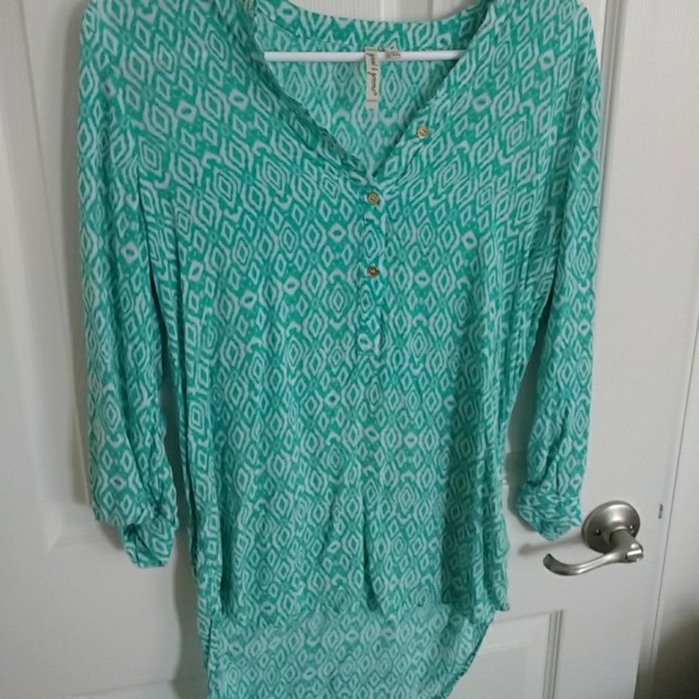 Print Blouse Aqua